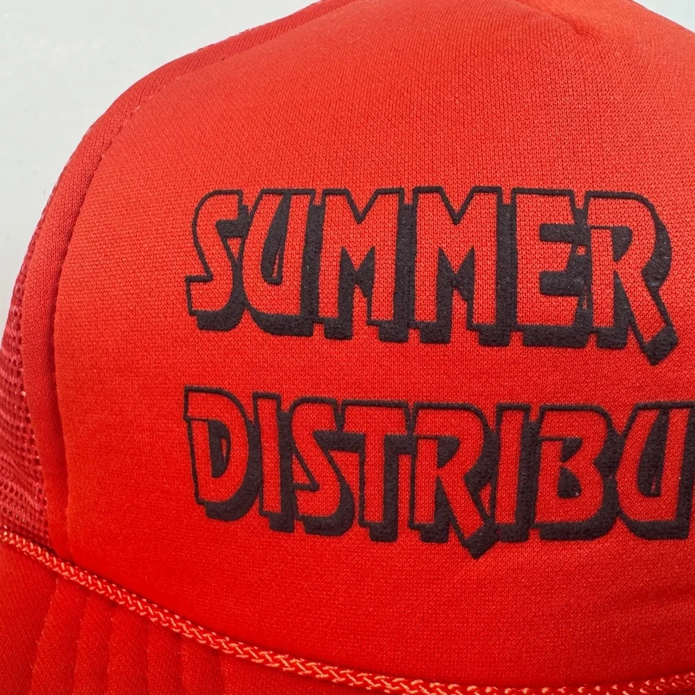 Fun Kap Summer High Distributors Red Mesh‎ Back Snapback Trucker Hat YOUTH M/L